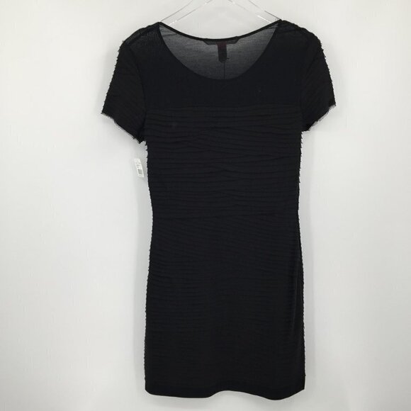 DVF Diane Von Furstenberg Noelle Black shift dress pleat knit mini new M 6 8 - Picture 5 of 7